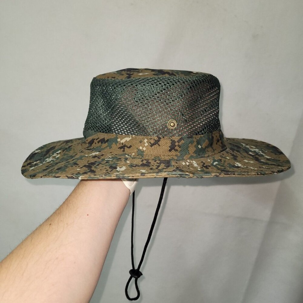 Camo Hat Mens Brown Green Fabric Mesh Snap Side Sun Outdoor‎ Beach Golf Fishing